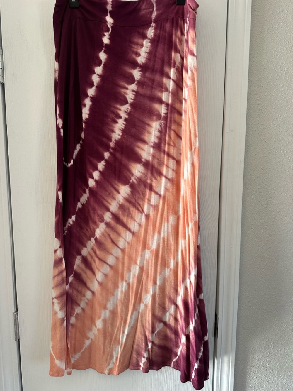 WOMEN Skirt - Tie-Dye Maxi Skirt in Burgundy and Peach